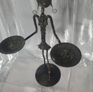 Vintage metal african figurine candle holder